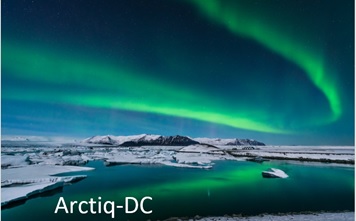 Foto på norrsken med texten Arctiq-DC